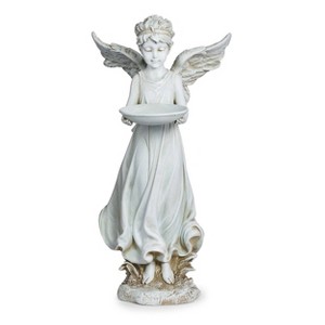 Roman 18" Angel Bird Feeder Resin Outdoor Garden Statue Gray - 1 of 4
