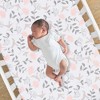 Lambs & Ivy Petals White/Pink/Gray Floral 100% Cotton Fitted Crib/Toddler Sheet - 2 of 4