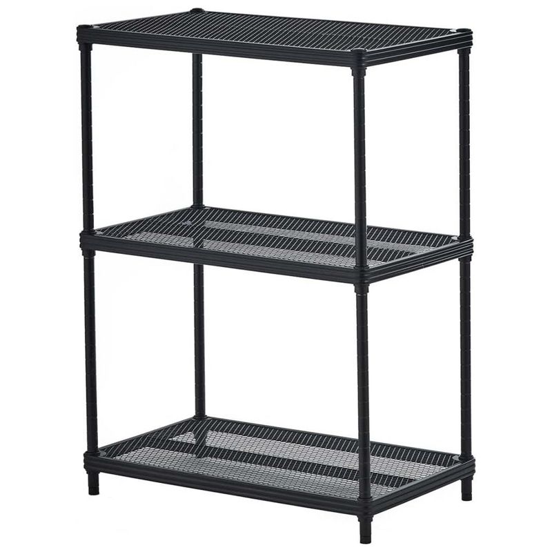 Design Ideas MeshWorks 3 Tier Full-Size Metal Storage Shelving Unit Rack for Kitchen, Office, and Garage Organization, 23.6” x 13.8” x 31.5,” Black, 1 of 7
