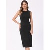 INSPIRE CHIC Women's Faux Suede Sleeveless Crewneck Split Hem Work Sheath Dress - 3 of 4