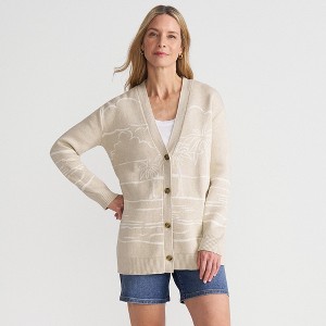 Lands' End Women's Drifter Button Front Jacquard Pattern Cardigan Sweater - 1 of 4