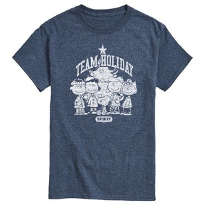 Men's - Peanuts - Snoopy Charlie Linus Sally and Lucy Team Holiday Spirit Short Sleeve Graphic T-Shirt - 1 of 4