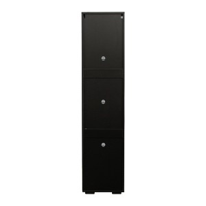 Gulches Black Side Cabinet with Aluminum Strip Lamps (Monochrome & Blue) - 40¡Á29¡Á170CM Large Storage Cabinet, 15mm Particleboard Organizer for Room - 1 of 4