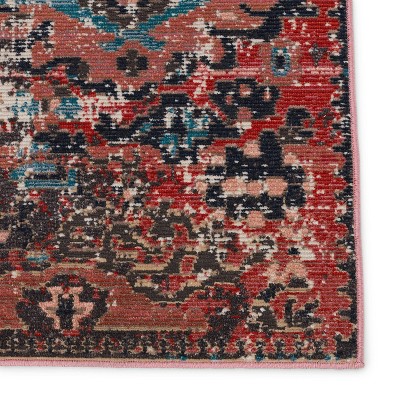 Presia Red and Teal Medallion Indoor/Outdoor Area Rug