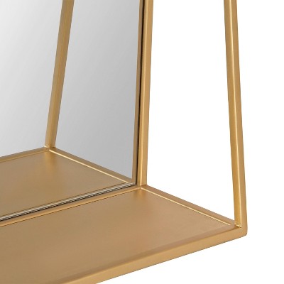 Lintz 24" Glam Gold Rectangular Mirror with Storage Shelf