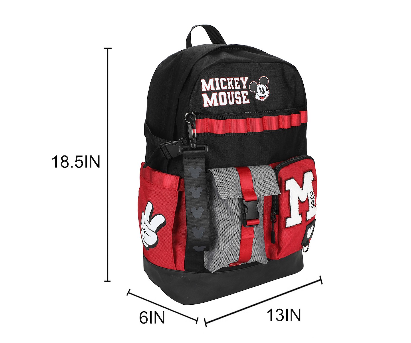Рюкзак Disney Mickey Mouse M 18.5" Adult Black & Red, цвет: Чёрный — фото 3