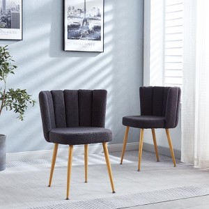 Okak Modern White Dining Chairs (Set of 2),Metal Leg Armless Accent Chairs with Plush Short-Pile Upholstery for Restaurant,Living Room - 1 of 4