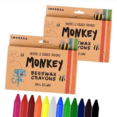 Impresa [2 Pack] Natural Beeswax Crayons for Toddlers & Kids - Kid Friendly Crayons Made With 100% Pure Beeswax