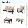 Captiva Designs 6pc extra large metal and rattan outdoor patio conversation set with table, swivel armchairs and ottoman - 2 of 4