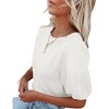 Women's Lightweight Short Sleeve Crewneck Sweaters Knit Pullover Tops with Casual Crochet Sleeve Blouse,Creamy white(Basic Sleeve) - S - 2 of 3