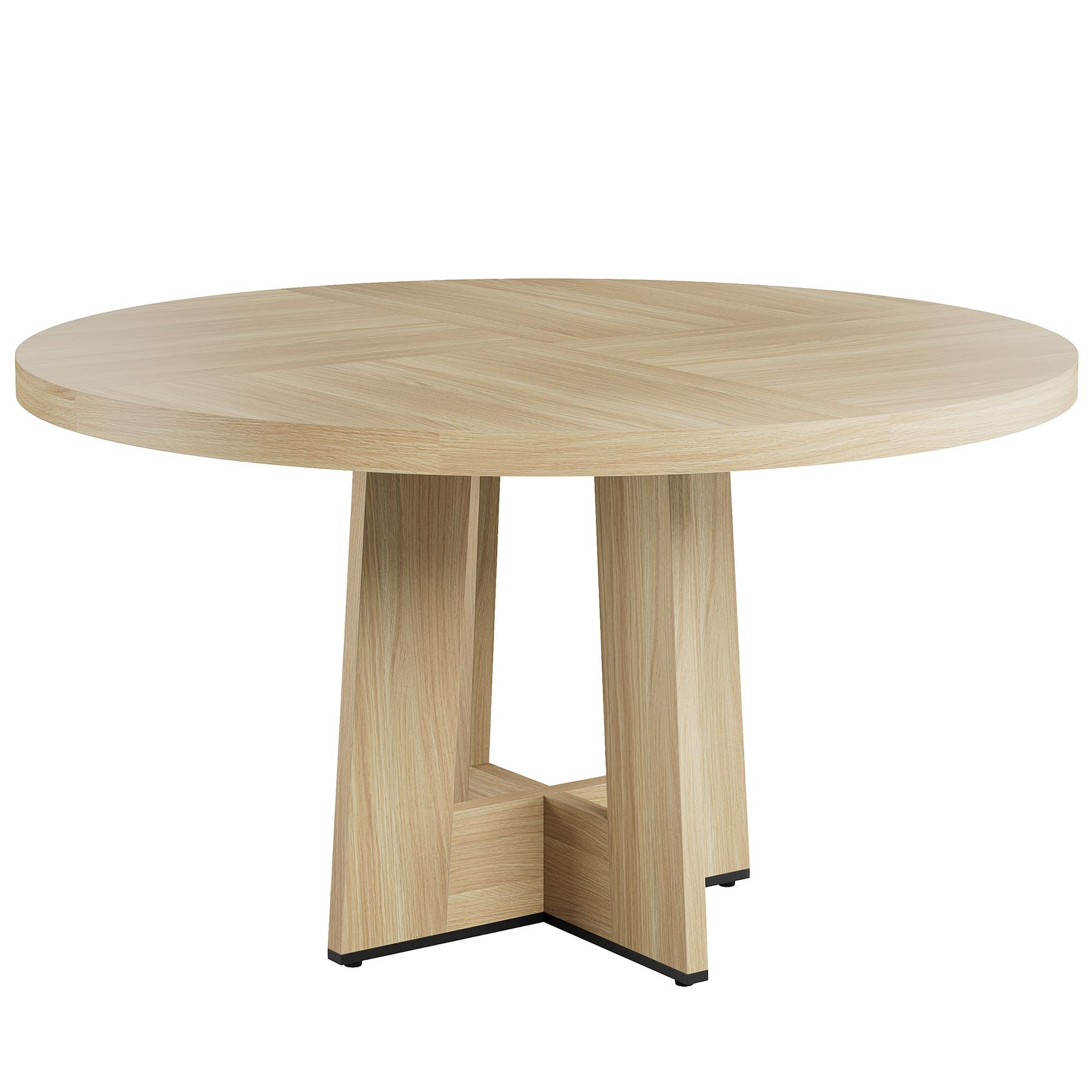 Modern 7-Leg Round Dining Table, 47 Inch Sturdy Kitchen Table for Breakfast Nook, Apartment, or Home Office, Seats 4-6,Natural