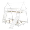 TIRAMISUBEST Twin over Queen House Bunk Bed with Climbing Nets and Climbing Ramp, Solid Wood Bunk Bedframe with Ladder and Roof Frame - 4 of 4