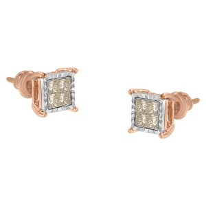 Haus of Brilliance 10K Two-Toned Princess-Cut Composite Diamond Stud Earrings - 1 of 4
