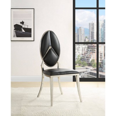 Black Faux Leather Upholstered Side Chair with Metal Frame