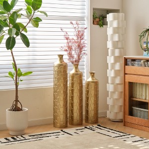 NicBex Modern Floor Vases Set of 3, Glazed Metal Center Vase for Dried Flowers,  Large Standing Vase for Living Room Hallway Corner - 1 of 4
