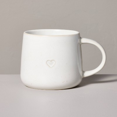 16oz Reactive Glaze Stoneware Valentine's Day Mug with Embossed Heart Sour Cream - Hearth & Hand™ with Magnolia