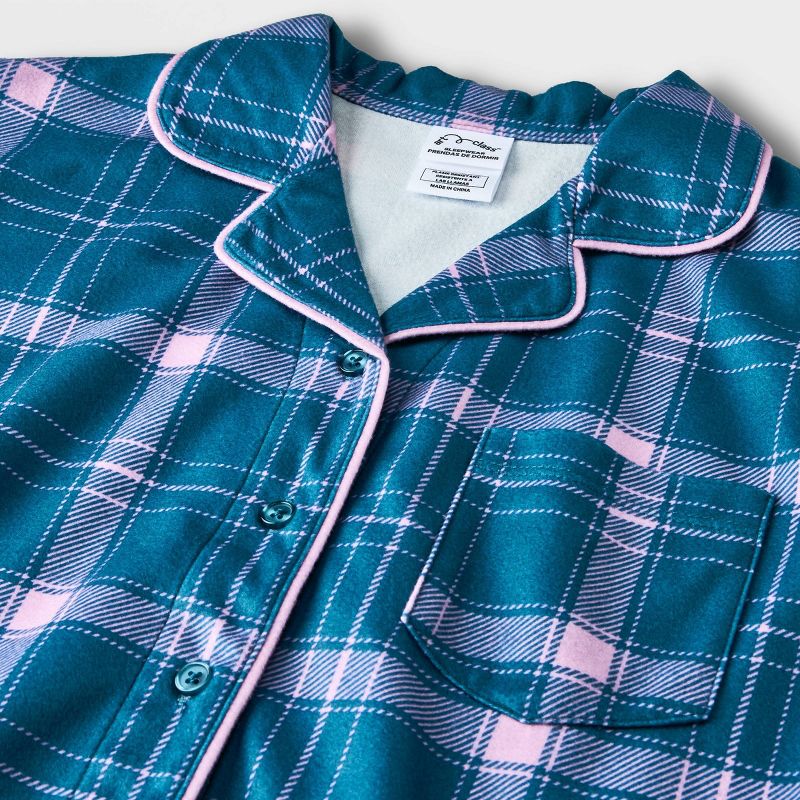 Girls' 2pc Flannel Short Sleeve Button Up Pajama Set - art class™, 4 of 5