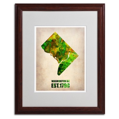 Trademark Fine Art -Naxart 'Washington D.C. Watercolor Map' Matted Framed Art