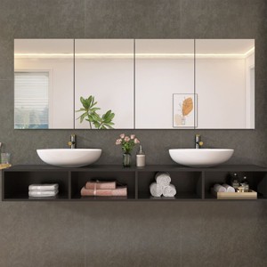 Recessed Medicine Cabinet With Mirror,Surface Mount Bathroom Cabinet,Wall Hung Bathroom Vanity Medicine Cabinet Mirror With Storage-The Pop Home - 1 of 4