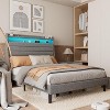 Whizmax Platform Bed Frame - Upholstered Linen Headboard with Storage, Charging Station & LED Lights, Wood Slat Support, No Box Spring - 4 of 4