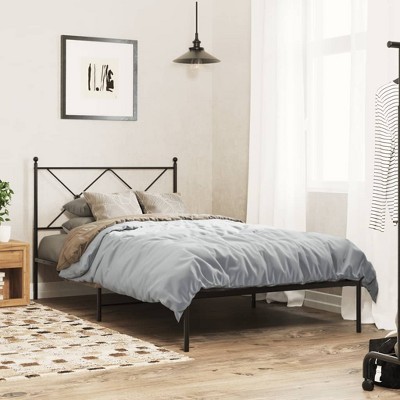 vidaXL Metal Bed Frame without Mattress with Footboard Black 59.1"x78.7"