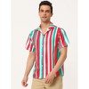 Lars Amadeus Men's Short Sleeve Button Down Summer Beach Vertical Striped Shirts - 3 of 4