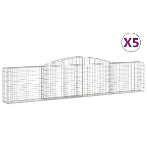 vidaXL Gabion Basket Set of 5 Silver Galvanized Iron Large Tough - 1 of 4