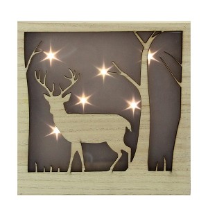 Northlight LED Lighted Deer with Stars Wooden Christmas Box - 9.75" - 1 of 4