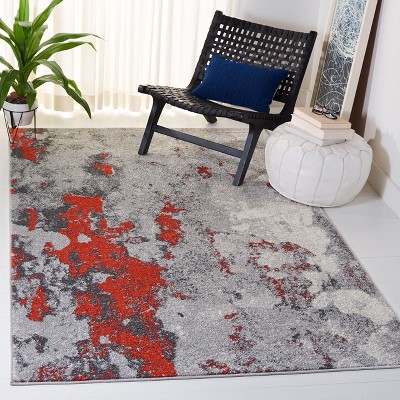 Adirondack Orange and Gray Abstract Area Rug