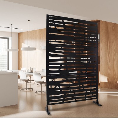 Vynxaria 76" Metal Privacy Screen - Freestanding Decorative Divider for Indoor & Outdoor Use