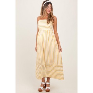 Pinkblush Yellow Striped Sleeveless Maternity Maxi Dress Medium : Target