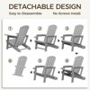 SEVOBAL Outdoor Portable Chairs Folding Adirondack Wooden Textured with Cup Holder Weather Resistant with Cup Holder, Gray, 29.6"*31.4"*36.4" - 4 of 4