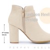 BLISSFUL STEP Buckle Chunky Heels with Side Zip Ankle Boots for Women - 2 of 4