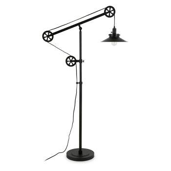Hampton & Thyme Wide Brim/Pulley System Floor Lamp with Metal Shade Blackened Bronze