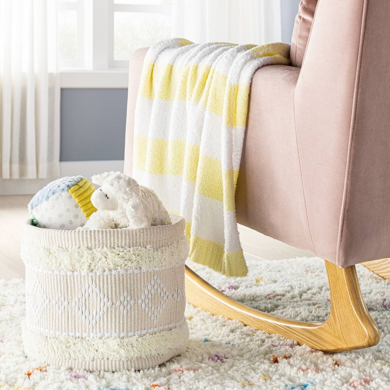 Chenille Stripe Baby Blanket - Yellow and White Stripes - Cloud Island&#8482;, 3 of 8