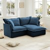 Slipcovered Sectional Sofa, 2 Seater Sofa with Removable Cover, Sofa with Convertible Ottoman, Chenille Fabric Sectional Sofas-Cuddlewood - 2 of 4