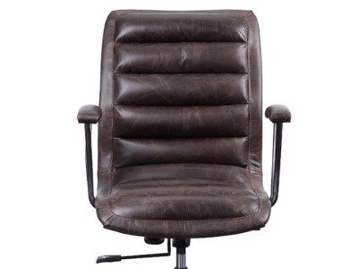 Distressed Brown Leather Executive Swivel Office Chair