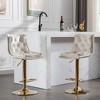 Velvet Bar Stools Set of 2 with Adjustable Height, 360° Swivel, Chrome Footrest, and Metal Legs for Kitchen, Dining, or Bar - 4 of 4
