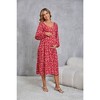 Garvee Womens Casual Maternity Dress Boho Chic Floral V Neck Long Sleeve A Line Ruffle Hem Midi Dresses - 3 of 4