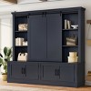 Modern Farmhouse Hall Tree Entryway Cabinet with Sliding Barn Doors, 70.8" Large Storage Organizer for Living Room Hallway-3irtyhousy - 3 of 4