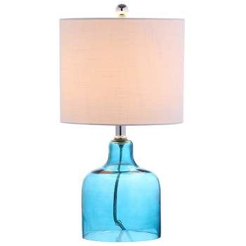19" Glass Gemma Bell Table Lamp Moroccan (Includes LED Light Bulb) Blue - JONATHAN Y