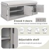 PAGED Classic 4-Door Storage Bench with Linen Cushion, Entryway Ottoman with Storage, Magnetic Closure Shoe Bench with Adjustable Shelves - 4 of 4