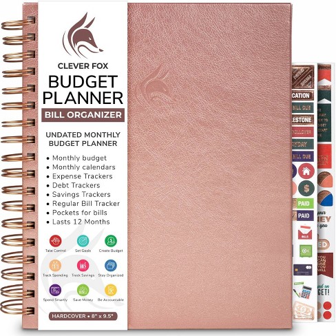 Undated Planner Bill Organizer 8x9.25 Rose Gold - Clever Fox