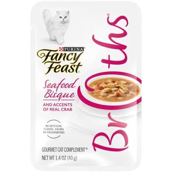 Fancy Feast Broths Seafood Bisque and Accents of Real Crab Wet Cat Food - 1.4oz