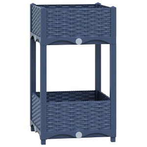 vidaXL Raised Bed Blue Grey Polypropylene 15.7 in x 15.7 in x 28.0 in - 1 of 4