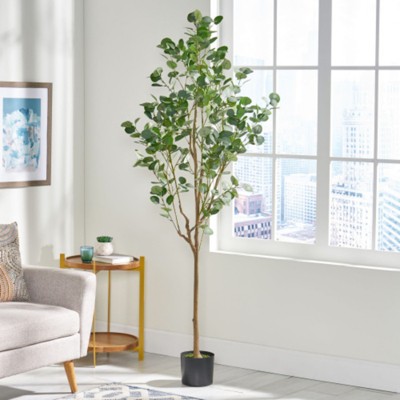 Maggift Artificial Plant Artificial 180cm Artificial Eucalyptus Tree Topiary Tree Indoor Outdoor for Home Office Living Room Decor, Green, 31"*27"*71"