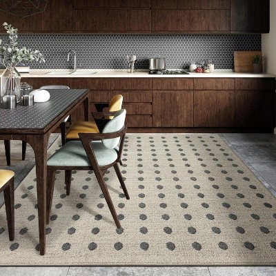 Cream Geometric Dots 5' x 7' Synthetic Area Rug