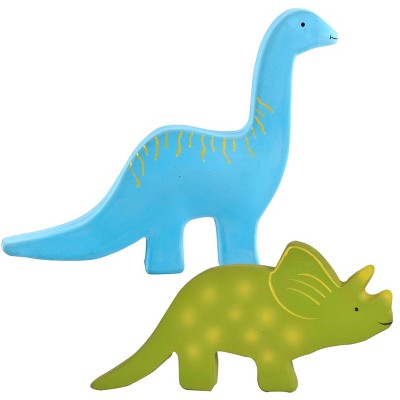 Tikiri Baby Dino Natural Rubber Toy & Teether - Set of 2