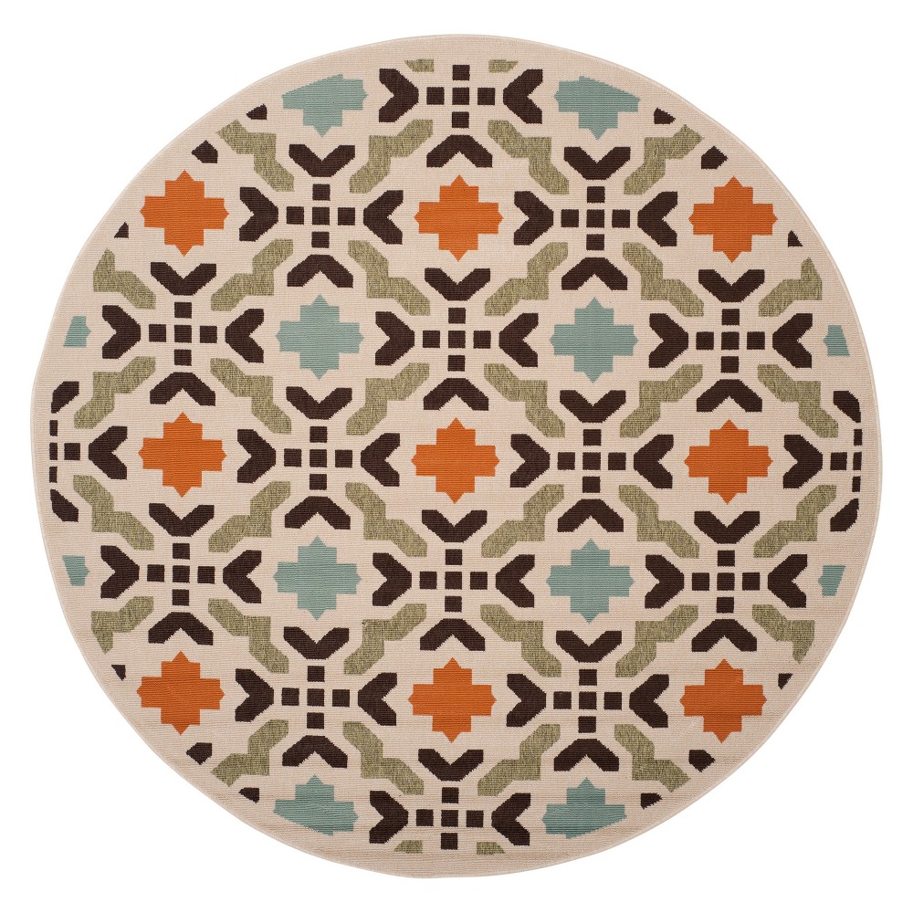 Corbyn Indoor/Outdoor Rug - Terracotta/Cream - 6'-7in Round - Safavieh