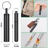 4 Pieces Metal Portable Toothpick Holder, Aluminum Alloy Pocket Case with Keychain for Outdoor Picnic, Silver & Black - 2 of 4